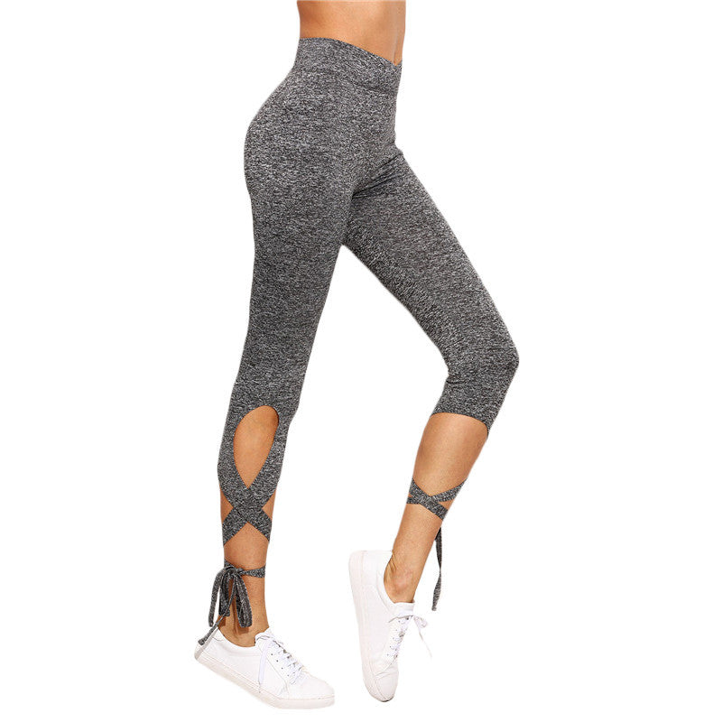 High Waist Crisscross Tie Fitness Elastic Leggings