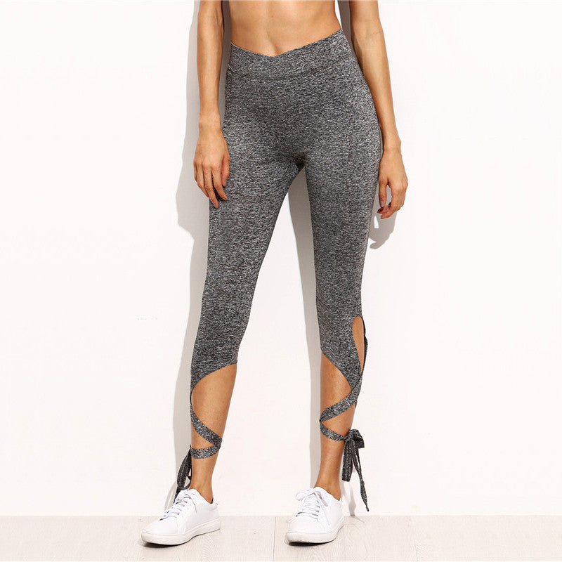 High Waist Crisscross Tie Fitness Elastic Leggings