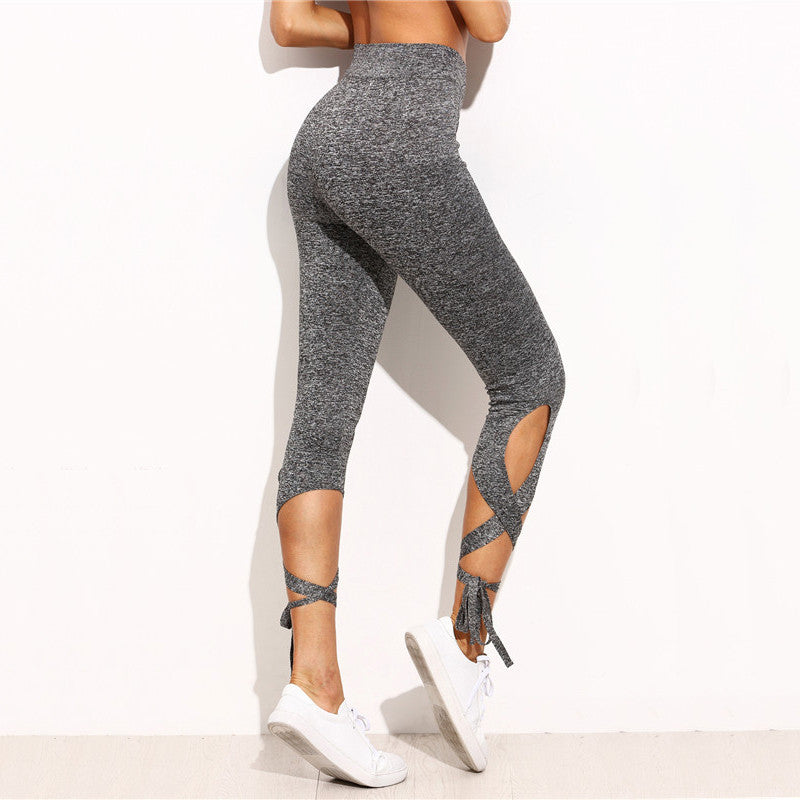 High Waist Crisscross Tie Fitness Elastic Leggings